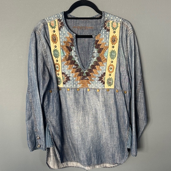 Double D Ranch Tops - Double D Ranch Embroidered Denim Tunic Top